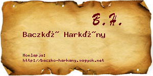 Baczkó Harkány névjegykártya